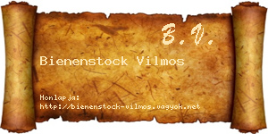 Bienenstock Vilmos névjegykártya